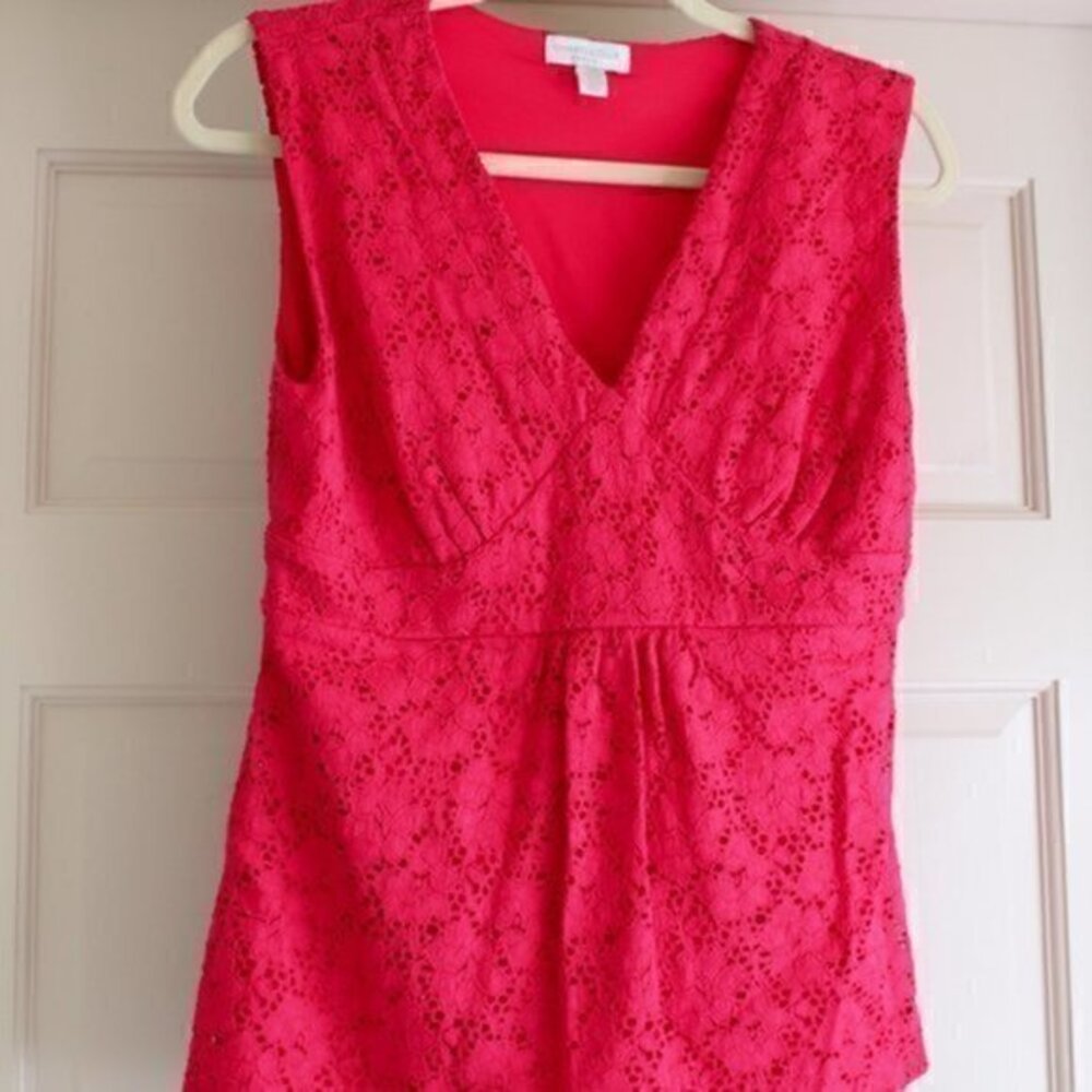 Charter Club top Small Petite Hot pink lace top